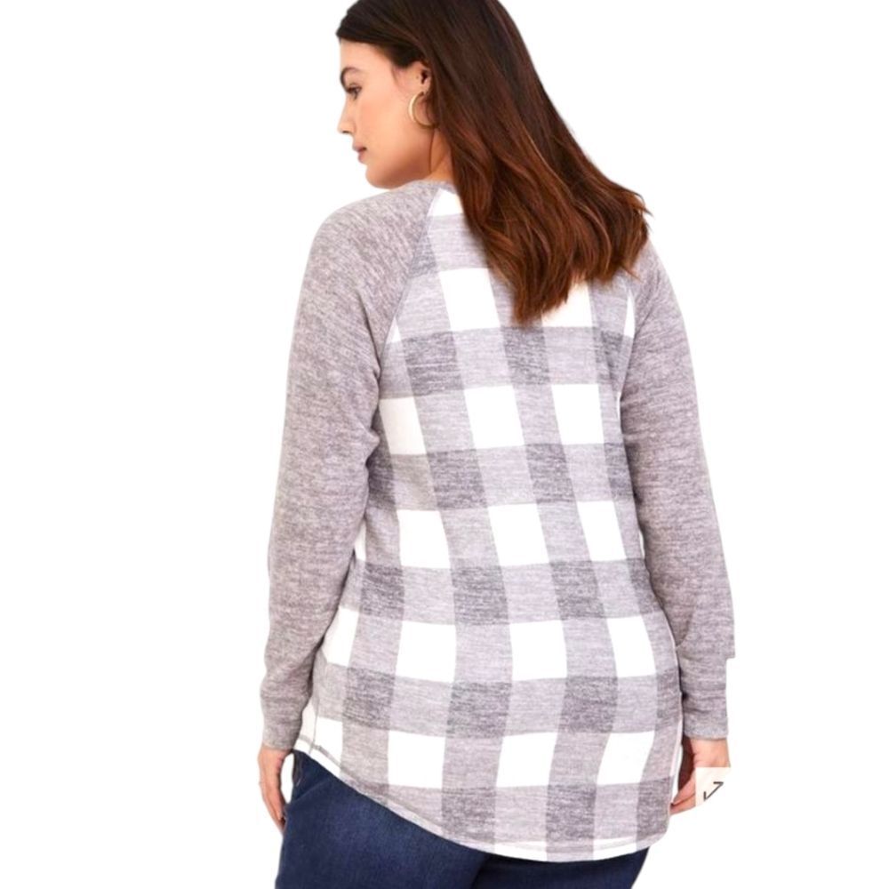 TORRID New Plus Size Super Soft Plush Raglan Plaid Sweatshirt 4X - Picture 10 of 16